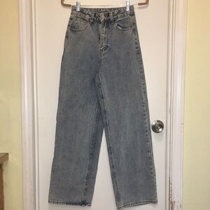 Light blue denim wide leg jeans